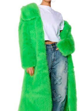CADENCE FAUX FUR LONG JACKET green Akira small